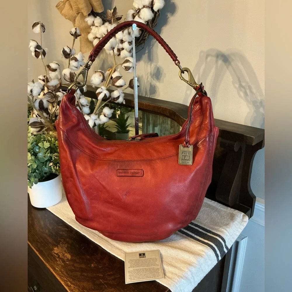 NWOT Frye Jenny Leather Slouch Hobo Shoulder Bag Burnt Red Hangtag Retail $428 - Picture 12 of 14